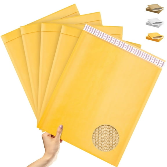 Waterproof Cushioning Padded Kraft Self Seal Bubble Mailers, 14.25 x 19 Inches, Yellow, 100 Count