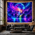 thumbnail image 6 of Rainbow Galaxy Above Waterfalls and Mountains, Mystical Fantasy Style for Space Lovers, Galaxy Wall Art, Housewarming Gift, Tapestry Wall Hanging for Bedroom and Dorm, 6 of 7