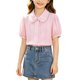 thumbnail image 2 of Odeerbi Camisa de Vestido de Algodón de Las Niñas Flor Bordado de Manga Corta Uniforme de La Escuela Con Bolsillo, 2 of 9