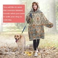 thumbnail image 4 of Wearable Oversized Blanket,Orange Geometric Diamond Cross Pattern Wearable Blanket Hoodie for Adults,Cozy Hooded Blankets with Super Pockets,Super Warm Fuzzy Pullover for Women & Men, 4 of 6