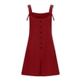 thumbnail image 3 of Combinaison pour Femmes, une-Pièce Décontractée Sans Manches à Encolure Carrée, Jambe Grand Courte, avec Boutons devant, Tissu en Polyester, pour Fête d'Anniversaire d'Été Ou Usage Quotidien, 3 of 6
