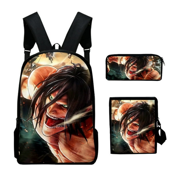 Set de mochila Attacks Ons Titans Anime School para niños