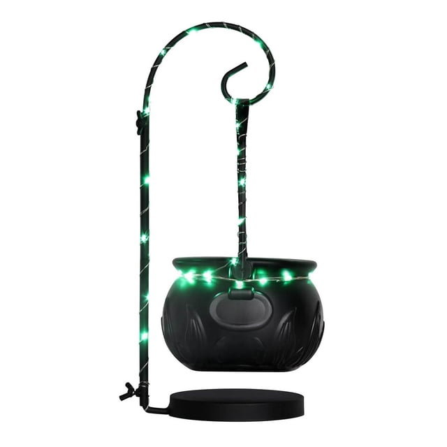Halloween Decorations Indoor Halloween Witch Cauldron Candy Servers Bowls Cauldron on Tripod with String Lights Halloween Candy Bowl for Indoor Home Candy Holder