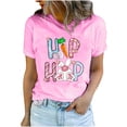 thumbnail image 2 of EGNMCR Chemises de Pâques pour Femmes Chemises Imprimé de Pâques T-shirt Col Rond Mode et Confortable Haut à Manches Courtes Col Rond/chemise T-Shirts pour Femmes, 2 of 7