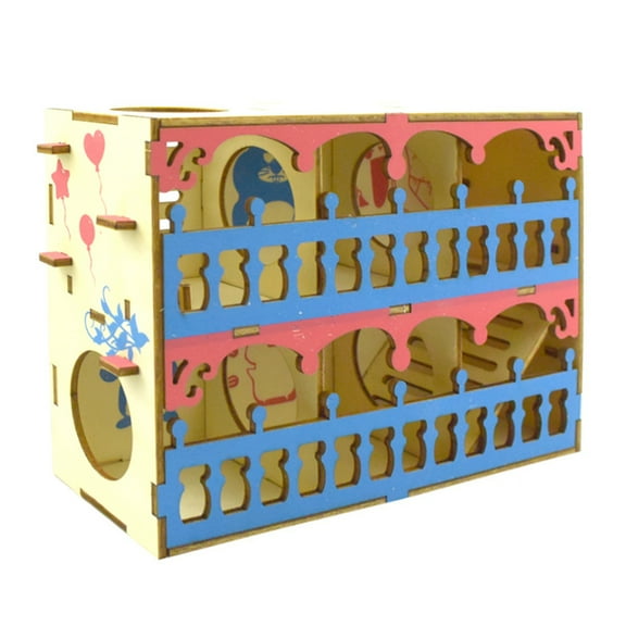 Hamster Maze Wooden Tube Tunnel Cage Seesaw House Swing Small Animals Pet Interactive Playing Training Rest Exercise Toys for Rat Mouse Mice Hamsters Climbing Activity Puzzle Toy