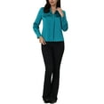 thumbnail image 3 of MODA NOVA Juniors V Neck Top Long Sleeve Pleated Front Work Office Blouse Lake Blue 2XL, 3 of 6