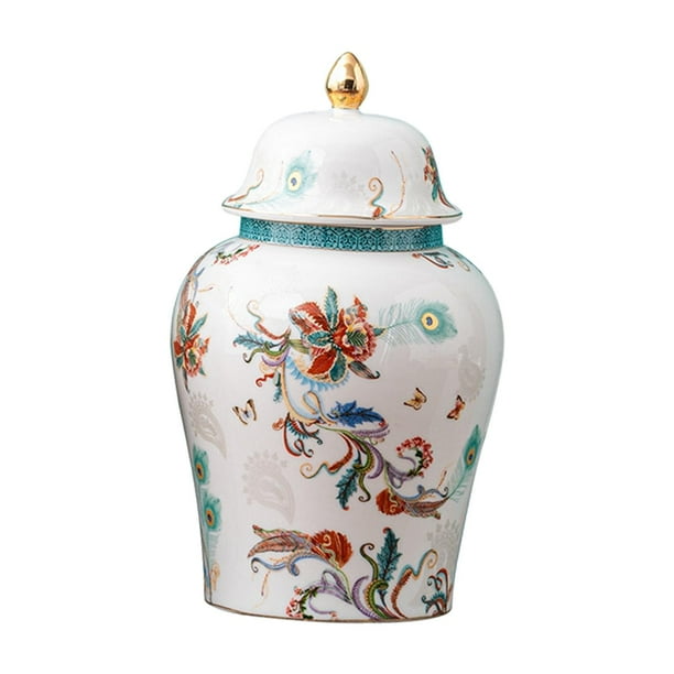 Tarro de con decoración asiática, decoración para el hogar y la Oficina, arreglo Floral, almacenamiento de té, regalo EstiloC Zulema Tarro de almacenamiento