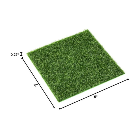 Fake Grass for Crafts Artificial Garden Grass for Dollhouse 6 x 6 Inches Miniature Ornament Garden Dollhouse DIY Crafts, 4 Packs