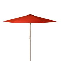 DestinationGear 9 ft Classic Wood Solid Cover Patio Umbrella in Burnt Chili Polyester
