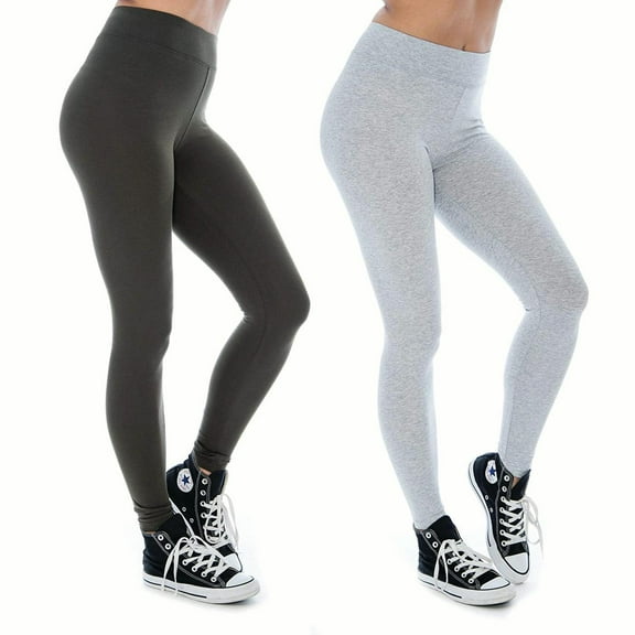 Women & Plus Soft Cotton Active Stretch Ankle Length Lightweight Leggings : 2PK-Olive/H Grey (Ankle Length), S