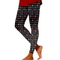 thumbnail image 1 of Zhanying Leggings Thermiques pour Femmes Esprit des Fêtes Légers Collants Rayés Noirs et Rouges Grande Taille Noir m, 1 of 5