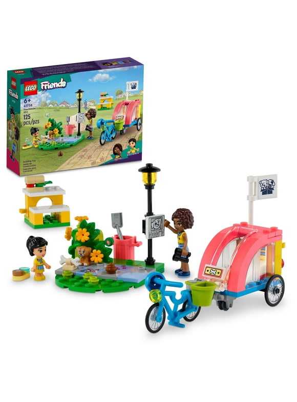 LEGO Friends Dog Rescue Bike Building Set, Pretend Play Animal Playset for Pet Loving Kids, Girls and Boys Ages 6 and Up with Puppy Pet Figure and 2 Mini-Dolls,  2023 Series Characters, 41738