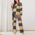 thumbnail image 2 of Salouo Chess Board With Pawns Pattern Women's Pajamas Set Long Sleeve Button Down Sleepwear Soft Pj Lounge Sets for women 2 Piece Pjs Set with Long Pants-X-Large, 2 of 7