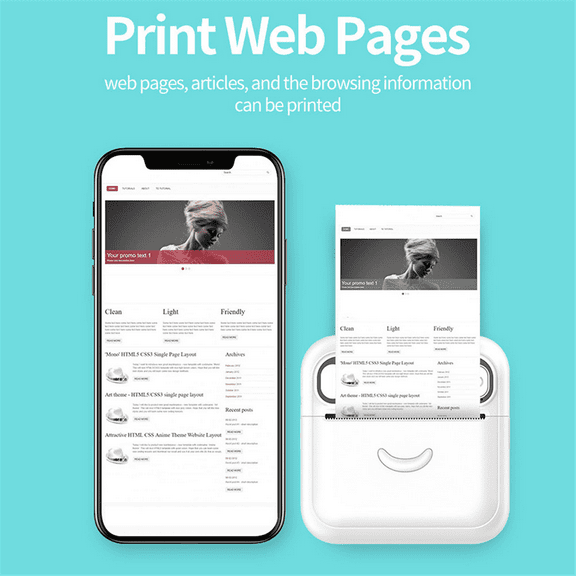 Mini Pocket Printer, Portable Bluetooth Thermal Printer, for Android or IOS APP, Inkless Printer Kids, Friends