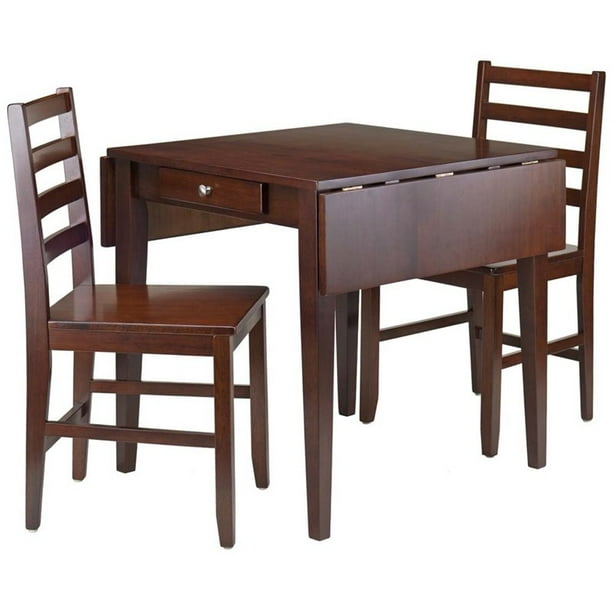 Hamilton 3 Piece Drop Leaf Dining Table With 2 Ladder Back Chairs Walmart Com Walmart Com