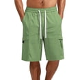 thumbnail image 4 of Npasoilc Cargo Shorts for Men Solid Color Elastic Waist Drawstring Knee Length Short Pants Fitness Training Shorts with Multi-Pocket, 4 of 5