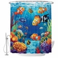 thumbnail image 2 of Ocean Coral Fish Waterproof Fabric Shower Curtain,Colorful Underwater World Seagrass Waterproof Fabric Shower Curtain for Bathroom Curtains Bathtubs Hotel Shower Curtains with 12 Hooks Stall 54x78in, 2 of 8