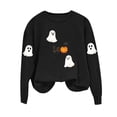 thumbnail image 4 of Byworldtasic Halloween Spooky Season Shirt for Women Cute Ghost Long-Sleeve Pullover Tops Lightweight Sweatshirt, 4 of 8