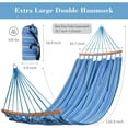 thumbnail image 5 of Hammocks Double Hammock With Curved Spreader Bar Outdoor Portable Hammock With Carrying Bag Tree Straps For Bedroom Patio Backyard Balcony Max 450lbs Capacity Blue, 5 of 8