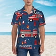 thumbnail image 2 of Kll Men'S Hawaiian Shirt Short Sleeve Button Down Beach Shirts-Fire Truck 1, 2 of 7