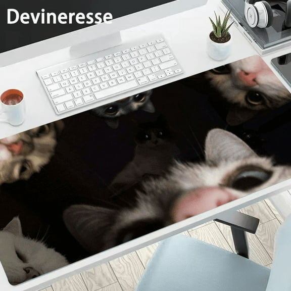 Cute Cats Desk Mat Desk Pad Large Gaming Mouse Pad E-Sports Office Keyboard Pad Computer Mouse Non-Slip Computer Mat Gift For Teen/Boyfriend/Girlfriend
