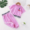 thumbnail image 5 of LYMAYTER Kids Toddler Girls Summer Casual Suits Baby Two Piece Solid Color Short Sleeved T-Shirt Trousers Suit Outfit Set for 1-10Y, 5 of 10