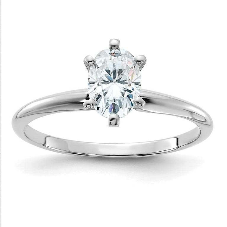 14k White Gold 7x5mm Oval 1 CT D E F Pure Light Moissanite Solitaire Engagement Ring 14k White Gold 7x5mm Oval 1 CT D E F Pure Light Moissanite Solitaire Engagement Ring