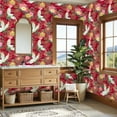 thumbnail image 4 of Crane Peel and Stick Wallpaper 23.6in x 9.8ft Elegant Crane Floral Red Gold Accents Contact Paper Vinyl Waterproof Self Adhesive Wall Paper for Bedroom Shelf Cabinet Renter Friendly, 4 of 8