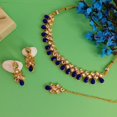 thumbnail image 2 of Efulgenz Indian Jewelry Set Antique Vintage Bollywood Blue Crystal Choker Kundan Necklace and Dangle Earrings with Maang Tikka Ethnic Traditional Wedding Bridal Jewelry Sets for Women, 2 of 6