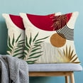 thumbnail image 4 of Boho Pillow Covers 18x18 Set of 2 Abstract Red Green Gold Sunset Throw Pillow Cover Outdoor Mid Century Bohemian Style Tropical Leaf Pillowcase Farmhouse Linen Cushion Case Decor For Couch Sofa, 4 of 6