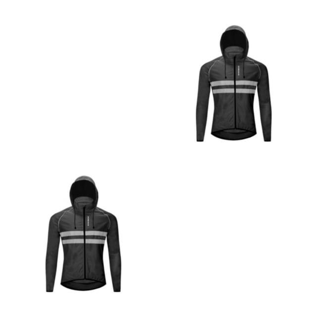 Soidarity Chaqueta de ciclismo Bike Coat con capucha rompevientos a prueba de viento de manga larga para hombre Negro 4XL/EUR 3XL 2piezas