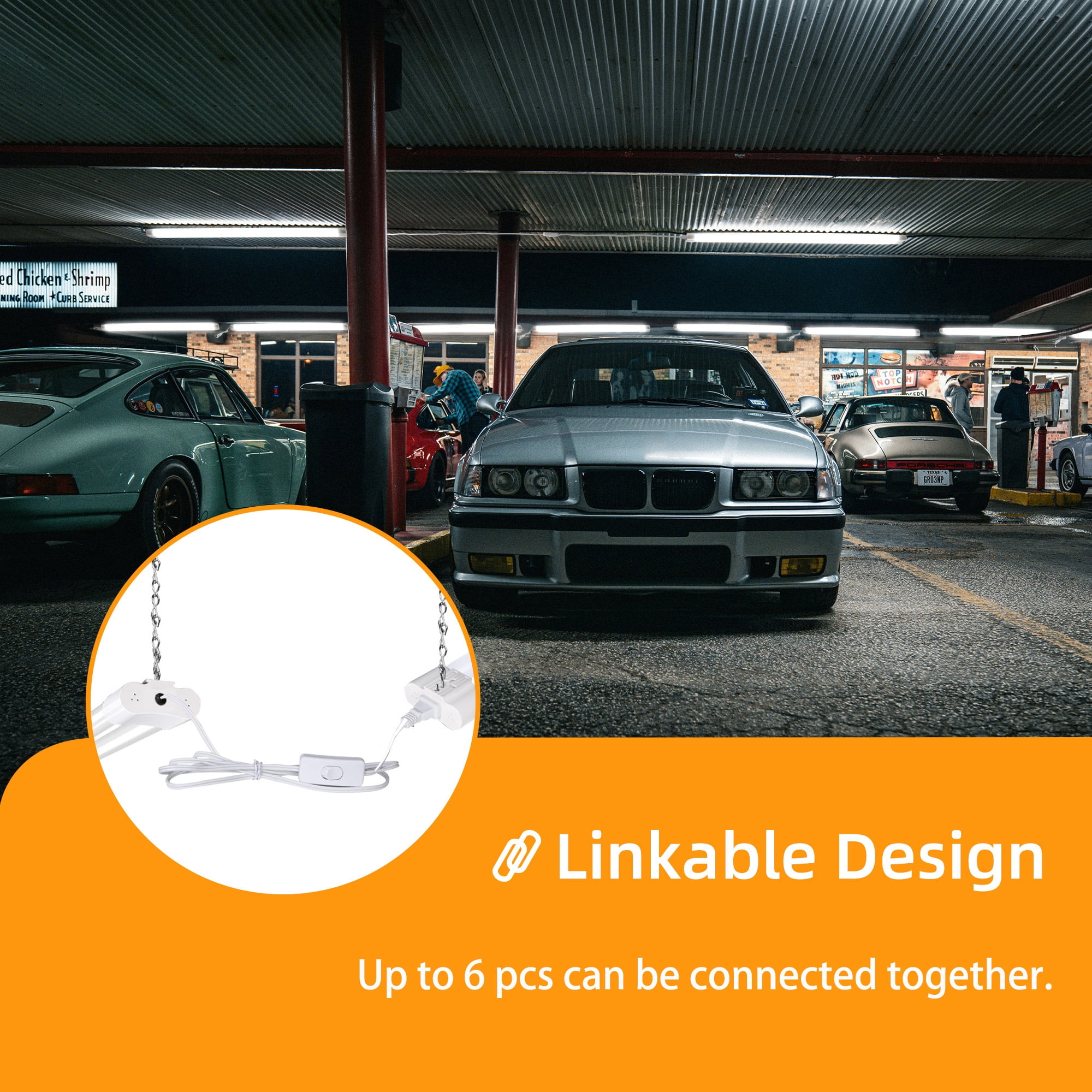 Hlite 2 Pack Linkable 4FT LED Shop Light, 42W 4400LM 5000K Daylight, Ultra Bright Utility Light for Garage, Workshop,ETL Listed (White)