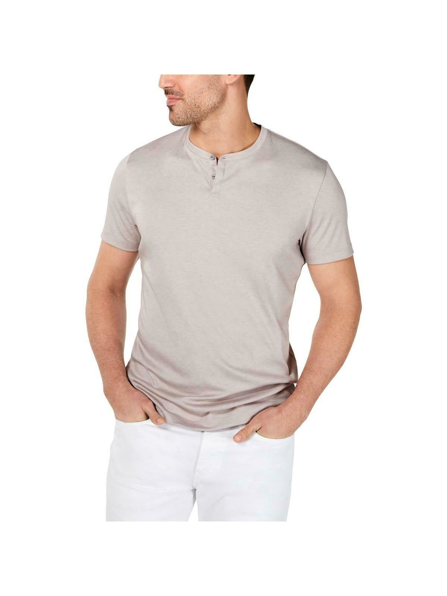 ALFANI Mens Gray Heather Short Sleeve 