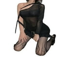 thumbnail image 4 of 2023 Nouveau Bodycon Mini Robe une Boucle d'Épaule devant Robe en Mesh Robe Noire Robe Sexy Taille S à L, 4 of 9