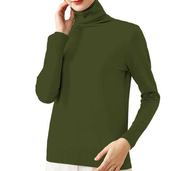 Womens Tops Turtleneck Knitted Top Polyester-Cotton Blend Elastic Bottom Slim Fit Soft Comfortable Autumn Winter Daily Wear L Sweaters For Women