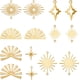 thumbnail image 1 of 1 caja de 56 conectores de latón de 7 estilos, abalorios de eslabones dorados, de metal, huecos, dorados, con forma de sol, ojos y estrellas celestiales, con 2 agujeros., 1 of 6