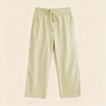 thumbnail image 4 of Generic Girls' Gingham Capris Linen Pant Wide Leg High Waist Drawstring Elastic Waist Casual Plaid Trousers Cute Checkered Sweatpant, 4 of 8