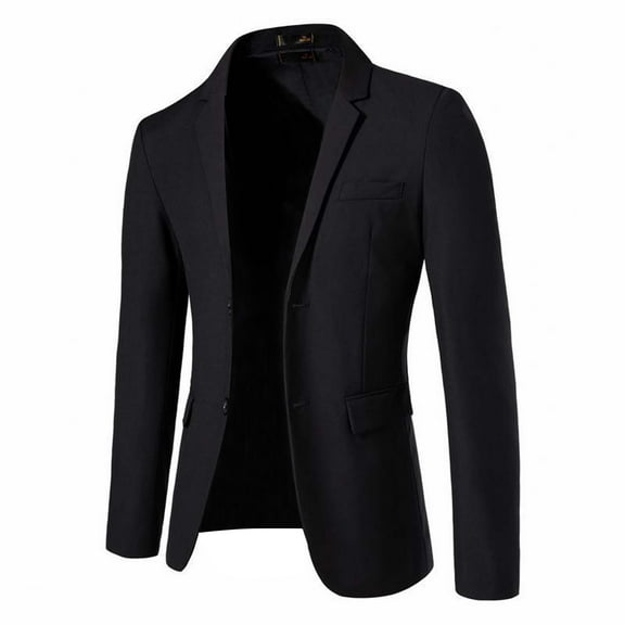 VSSSJ Men's Suit Jacket Two Button Slim Fit Casual Sport Coat Business Daily Blazer Jacket with Pockets for Wedding Prom Party Black XXL