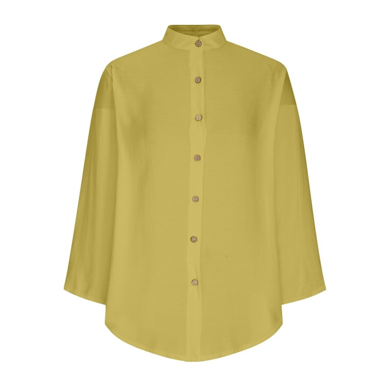knee length dresses for ladies Yellow Cotton Short Sleeve Mini Dress - Shift Dresses main image 1