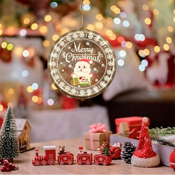 pstuiky Luces decorativas navideñas luces LED con ventosa ambiente moderno adornos colgantes luces nocturnas brillantes que funcionan con pilas.