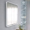 thumbnail image 5 of ANGELES HOME 28 x 36 inch LED Bathroom Mirror, LED Lighted Mirror for Bathroom, Wall Bathroom Vanity Mirror with Lights, Framed Round Corner Mirror with Dimmer, Anti-Fog, Vertical/Horizontal, White, 5 of 11