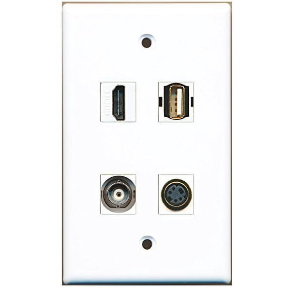 RiteAV - 1 Port HDMI 1 Port USB A-A 1 Port S-Video 1 Port BNC Wall Plate