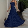 thumbnail image 2 of jtjvou Women's Spaghetti Strap Dress Floral Lace Maxi Dress Square Neck Backless A-Line Elegant Formal Gown for Prom Navy M, 2 of 8