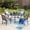 Black-42" x 42" Table, variant on SUMMIT LIVING 5-Piece Outdoor Patio Dining Set with High-Back Textilene Chairs with & Round Table with Umbrella Hole, Black & Gray-Brown