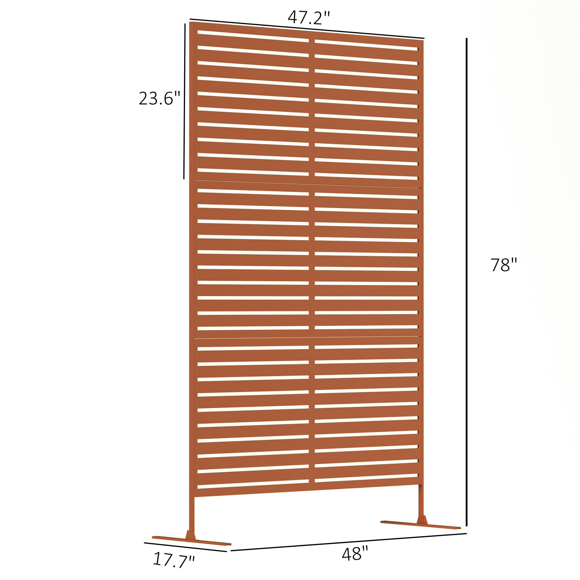 Alvantor 78" H x 48" W Decorative Brown Metal Privacy Screen Fence