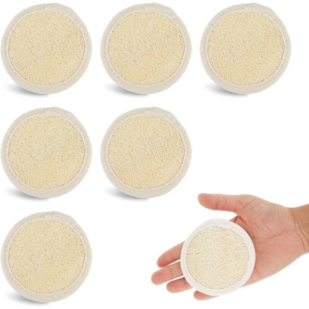 6Pcs Exfoliating Loofah Sponge Pad Scrubber, Natural Luffa Face Body Scrub Pad Cleaning Makeup Loofa Brush for Women Men Bath Spa Shower