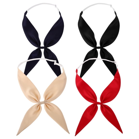 OULII 4pcs Pre Tied Bow Tie Bunny Ear Design Retro Sailor Style Costume Accessory for Women and Girls Assorted Color
