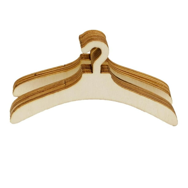 10 pieces clothes hangers for baby girl doll hangers wood color