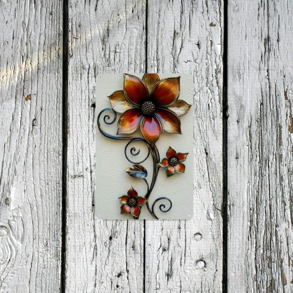 Vintage Floral Metal Wall Art Sign 8