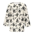 thumbnail image 4 of Blouses pour Femmes T-shirt Imprimé à Boutons Manches 3/4 Haut Ample, 4 of 9